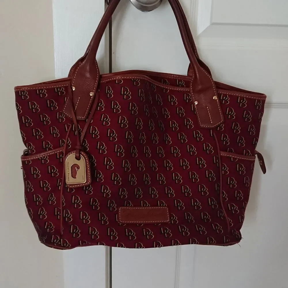 Burgundy Dooney & Bourke logo large tote